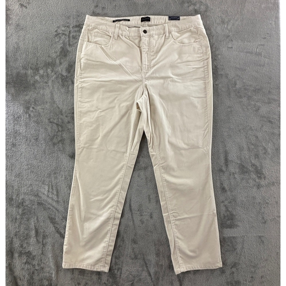 Talbots Velveteen Straight Leg Pant Womens 18W Beige High Waist Slimming Stretch